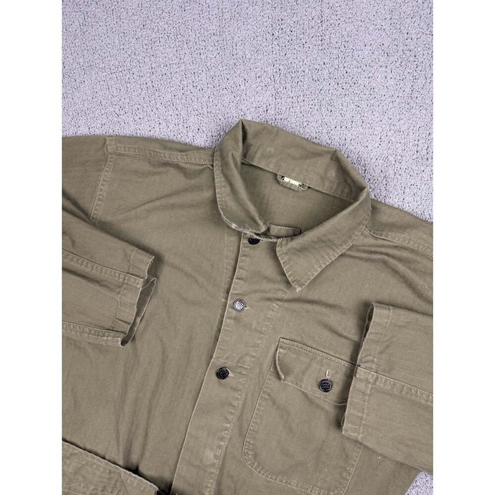 Vtg US Army Coveralls Mens L Green HBT OD7 WWII American Herringbone Twill 1943